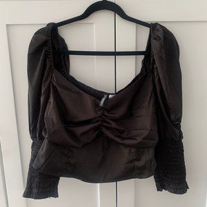 Crop faux satin top
